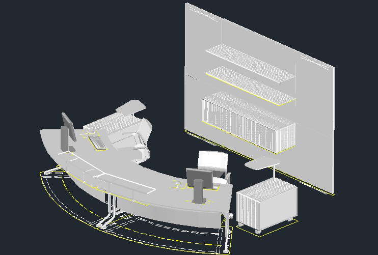 Office Reception Table 3D DWG for Front Desk Furniture
