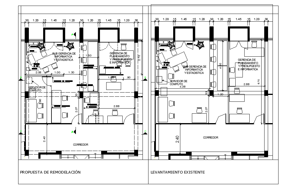 Office remodeling plan detail dwg file