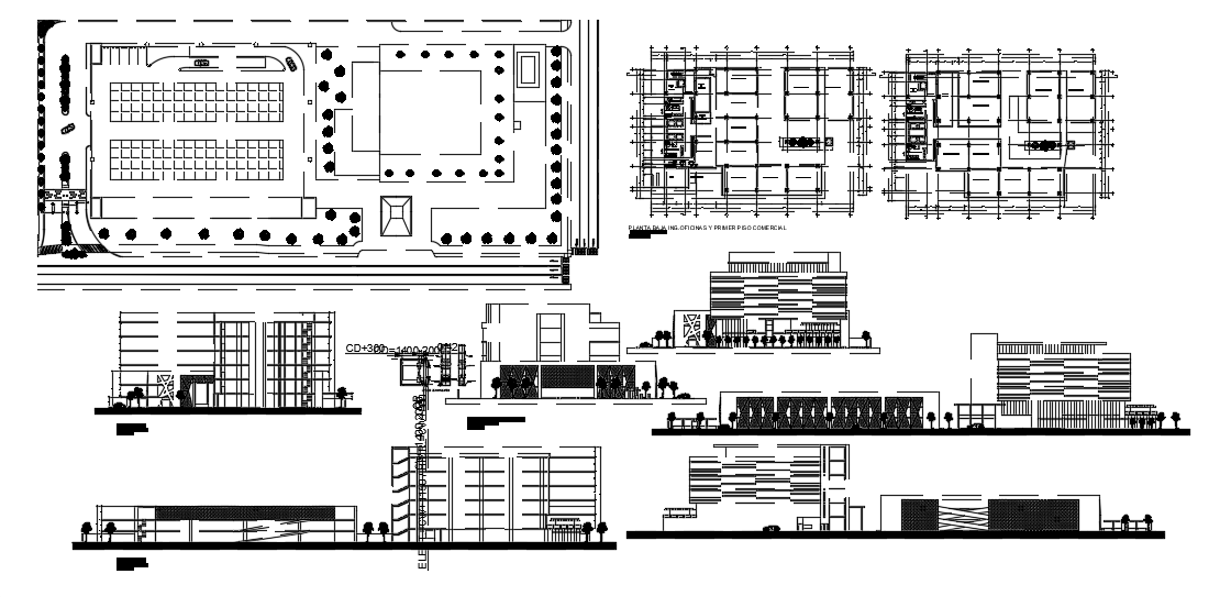 Office tower and parking detail
