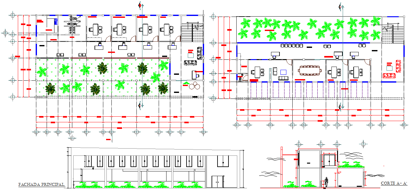 Office with 8 cubicles