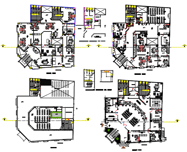 Office working plan detail dwg file