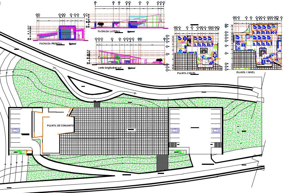 Office working plan detail dwg file