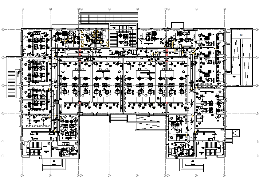 Office working plan detail dwg file