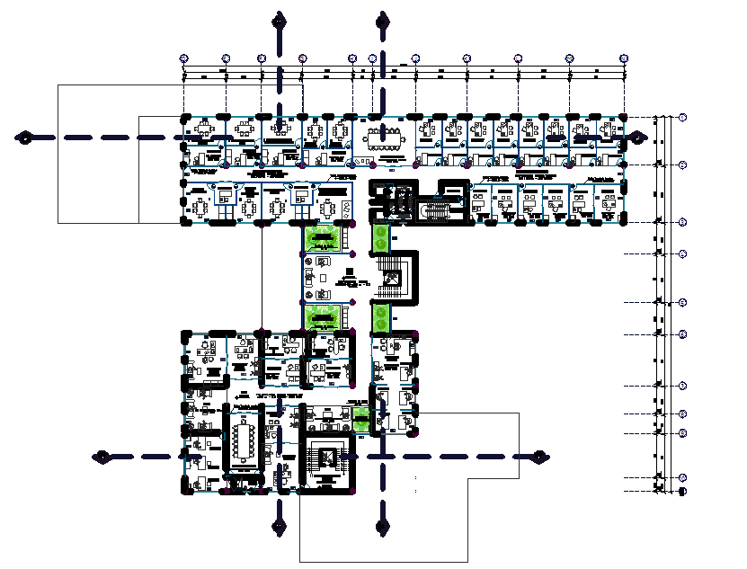 Office working plan detail dwg file