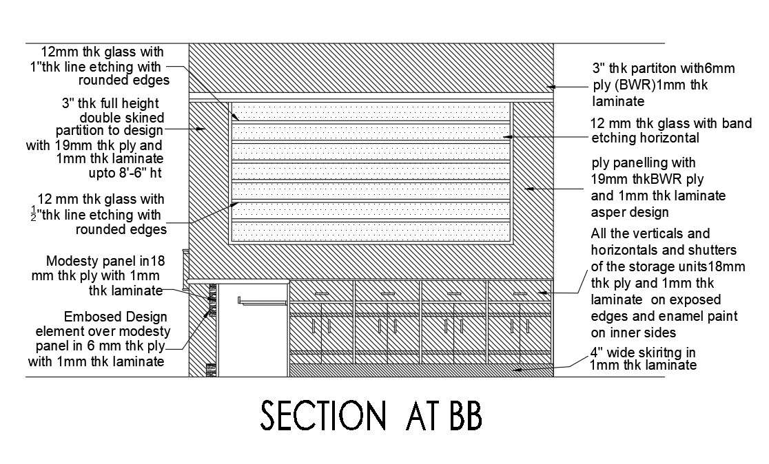 Office Cabin Section CAD Drawing Download DWG File