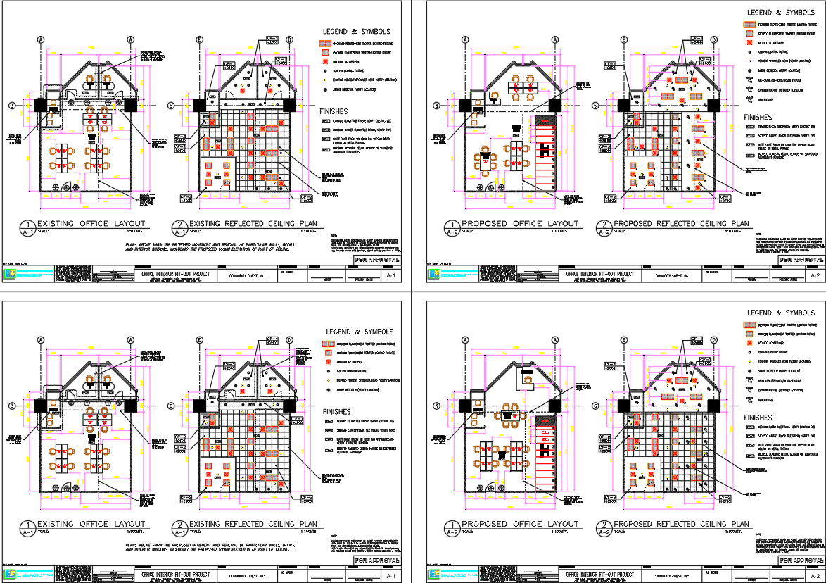 Office Fit-Out DWG with Layout & Ceiling Plans | CadBull