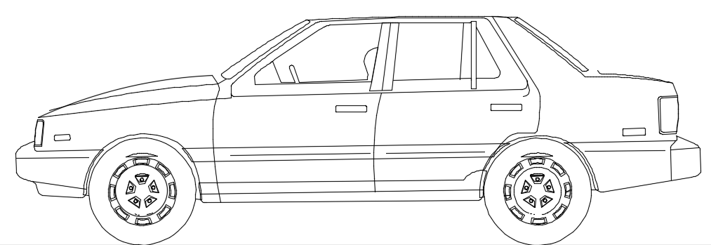 Old classic sedan type car 2D AutoCAD design 
