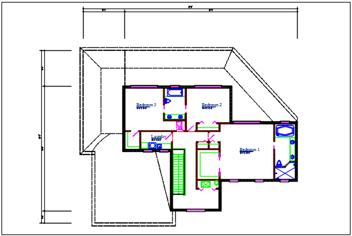 One BHK plan details dwg file