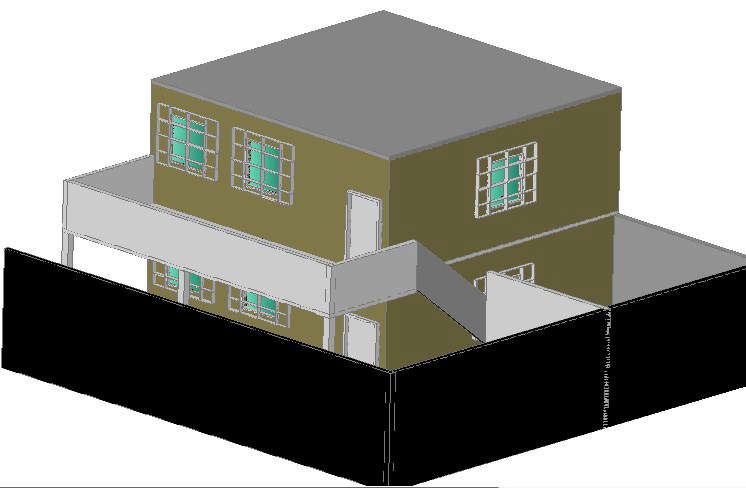 One family house 3 D plan detail dwg file