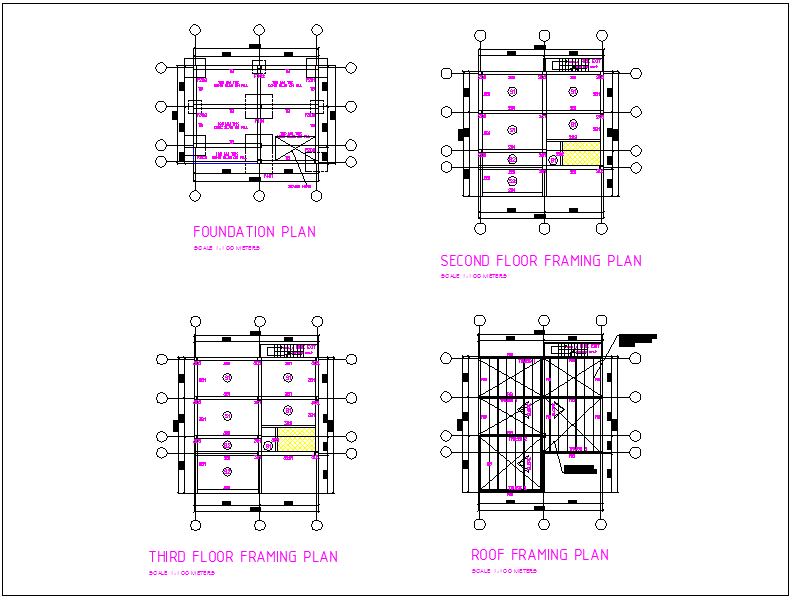 One-way slab structure detail dwg file