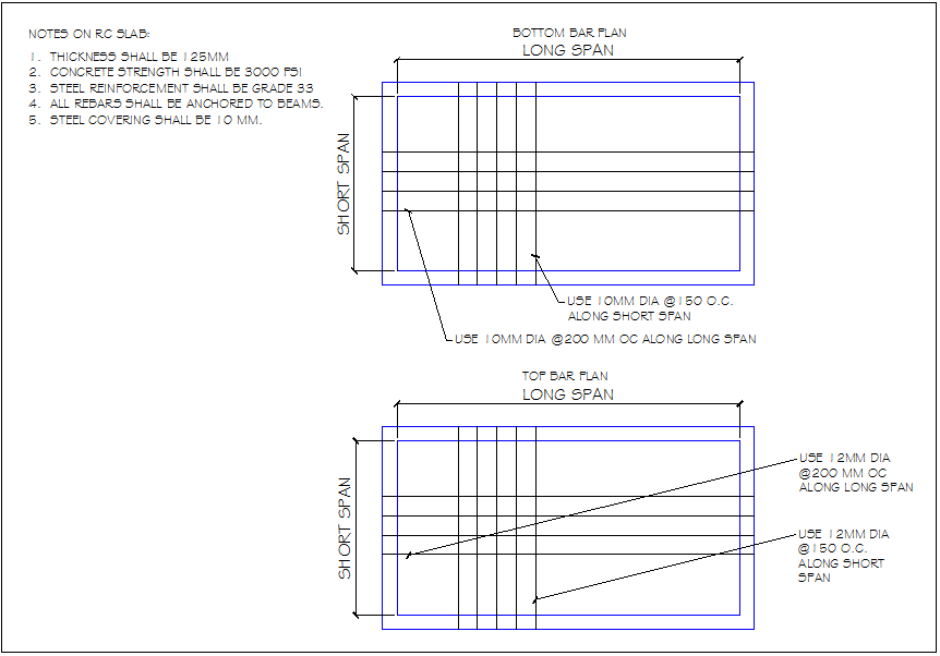 One-way slab structure detail dwg file