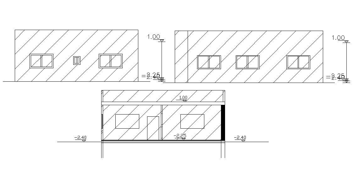One Storey Elevation Layout AutoCAD Drawing 