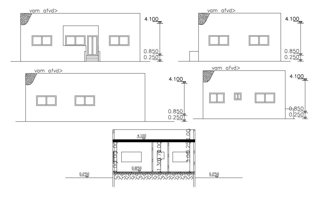One Storey House Building Sectional Elevation Design