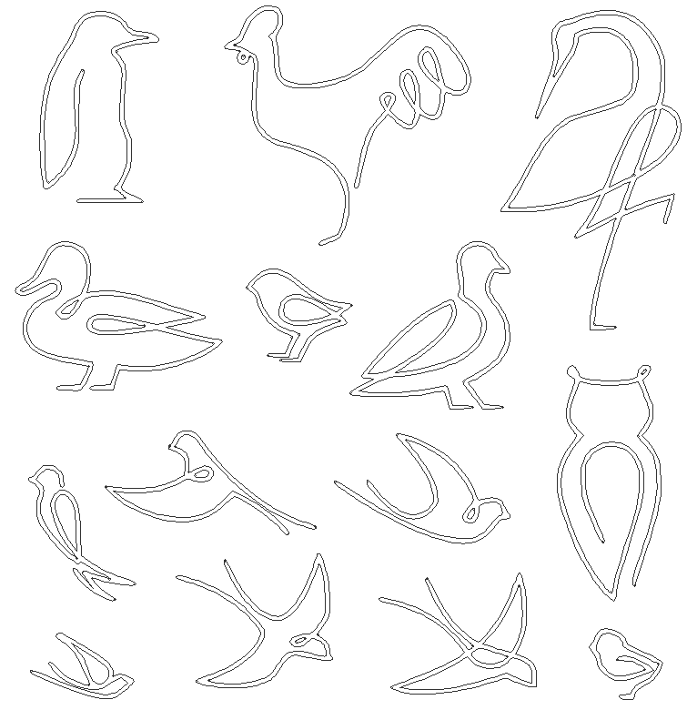 One line birds art logo design DWG AutoCAD drawing