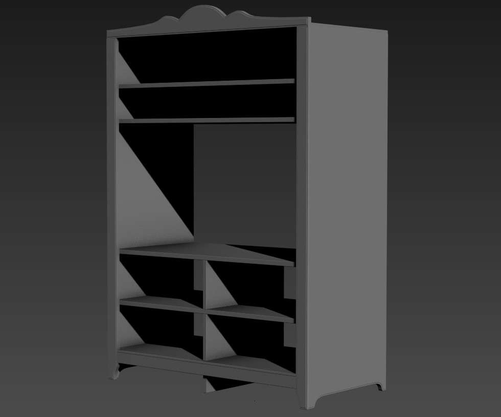 Open Wooden Showcase With TV Space 3D MAX File 