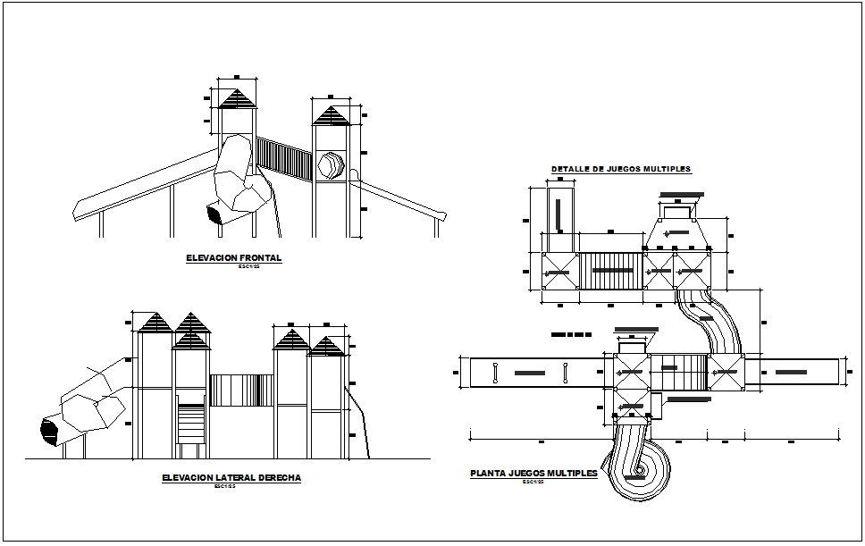 Outdoor  multiple games detail dwg file