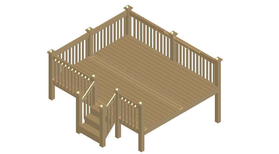 Outdoor Wood Decking 3d model CAD drawing Details