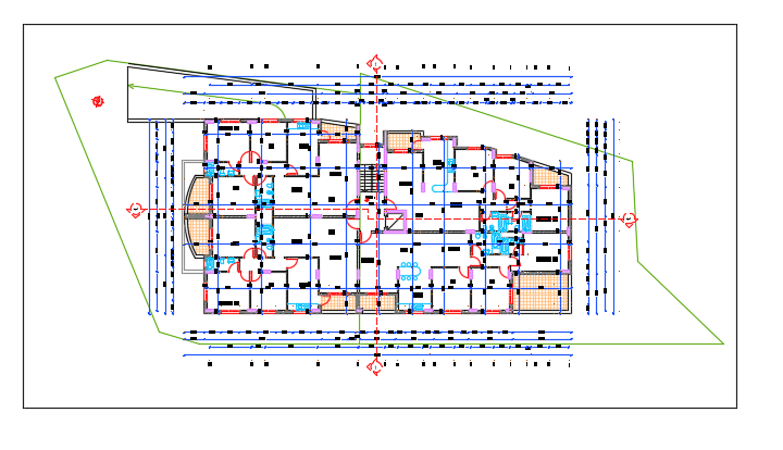 PLAN OF Hotel with Interior details Dwg file
