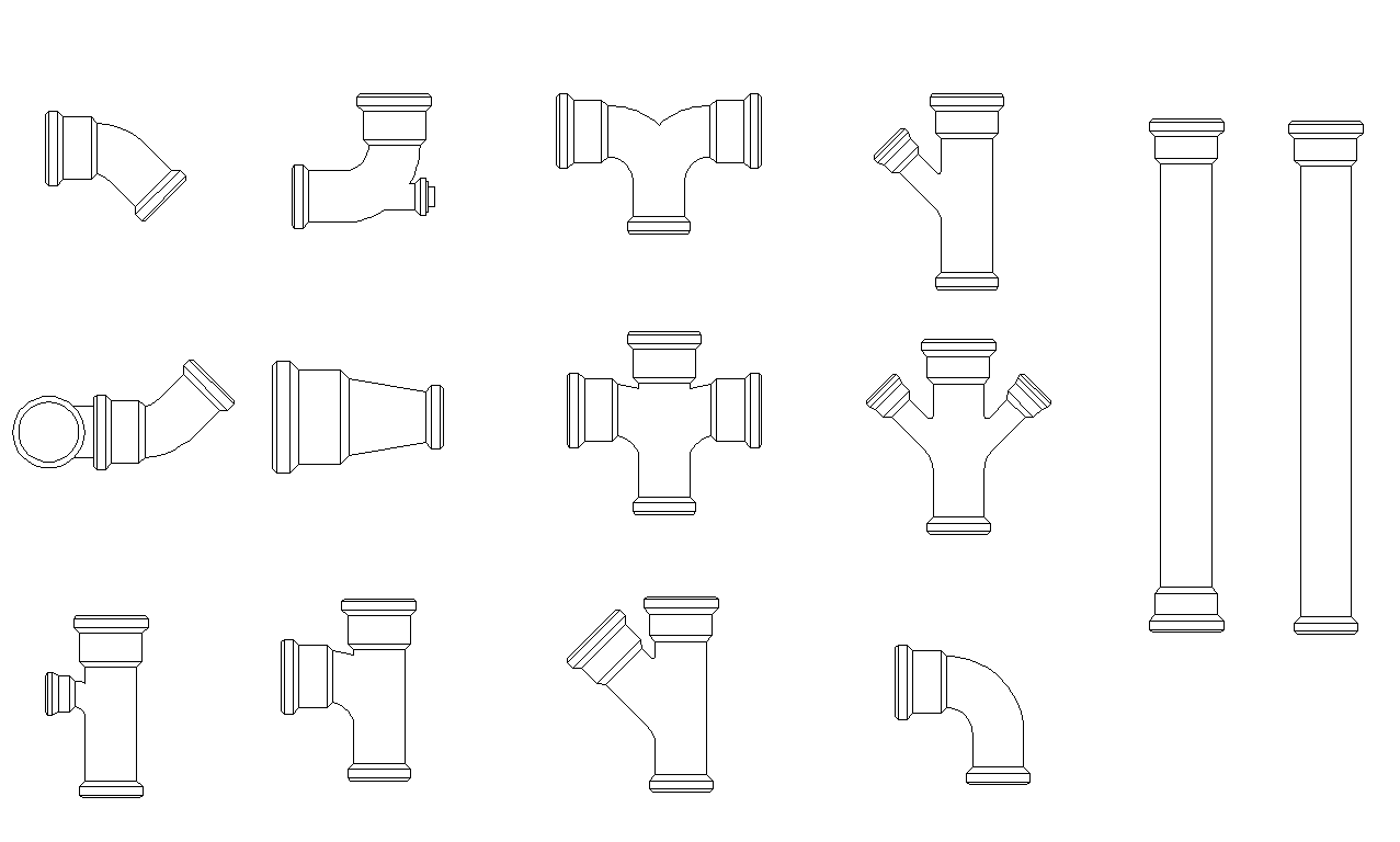 PVC sewer pipe detail 2d view layout file