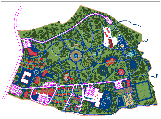Park garden plan view detail dwg file