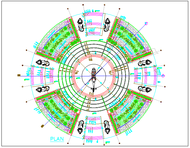 Park garden plan view detail dwg file