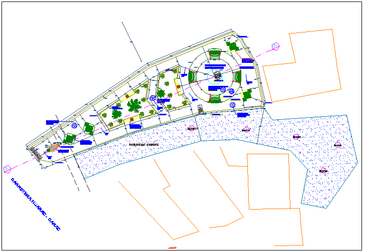 Park garden plan view detail dwg file