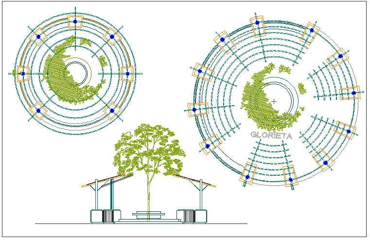 Park garden site plan layout view detail dwg file