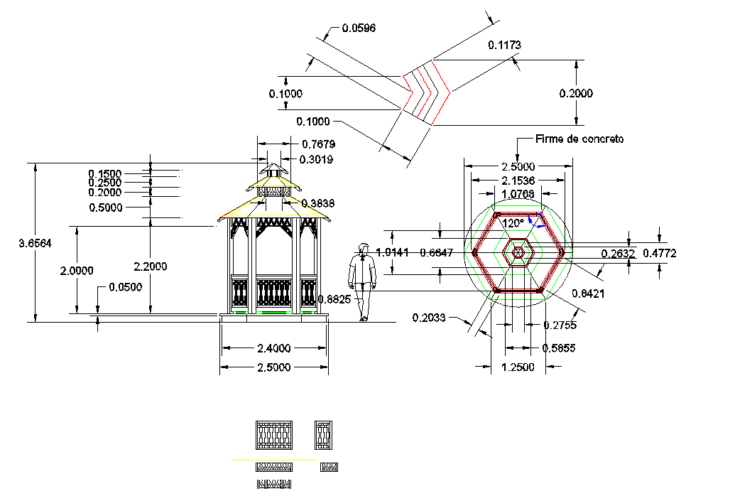 Park shade and seating roof detail plan dwg file