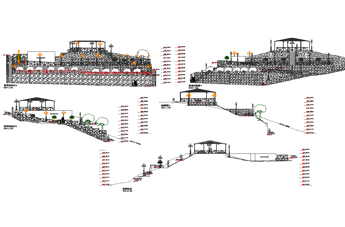 Park site plan layout view detail dwg file