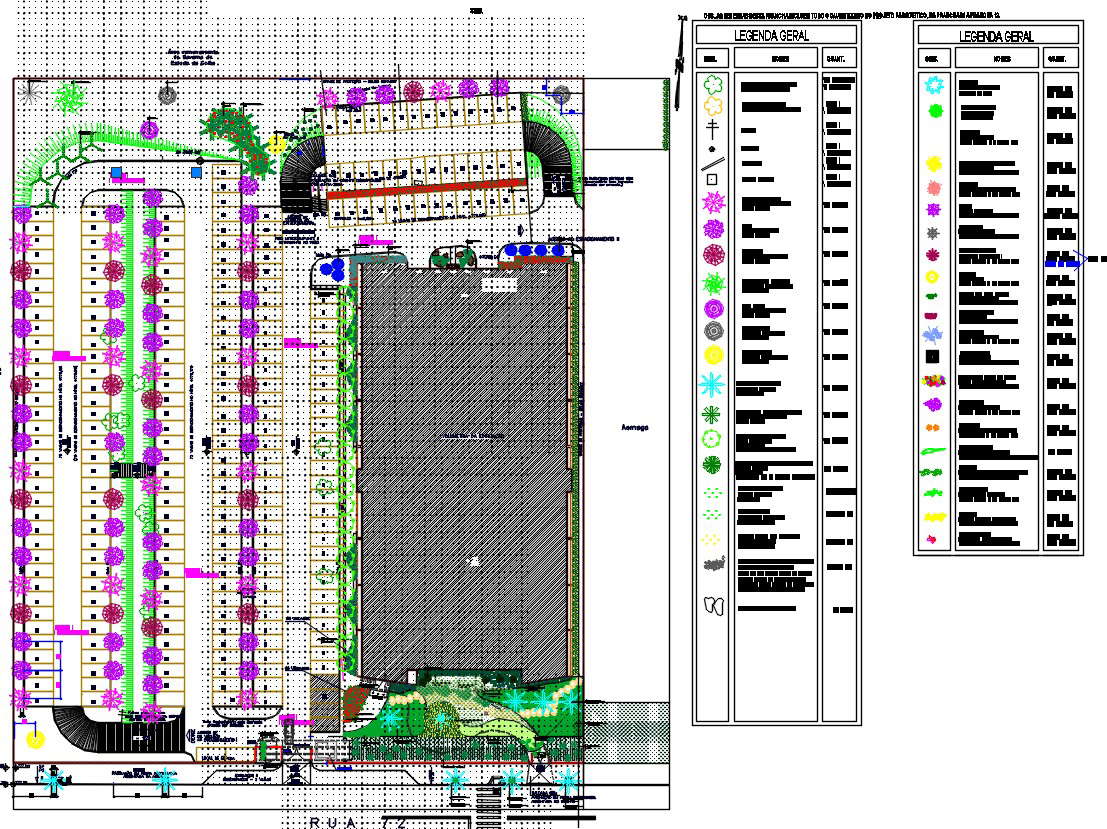 Parking Plan With Landscaping DWG File