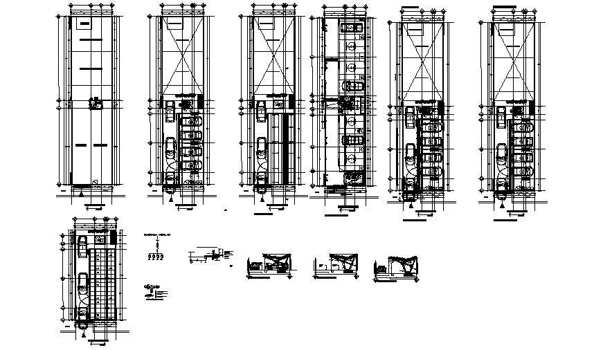 Parking layout design with elevation in dwg file 