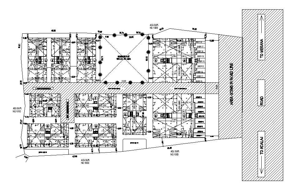 Parking layout plan details of apartment flats dwg file