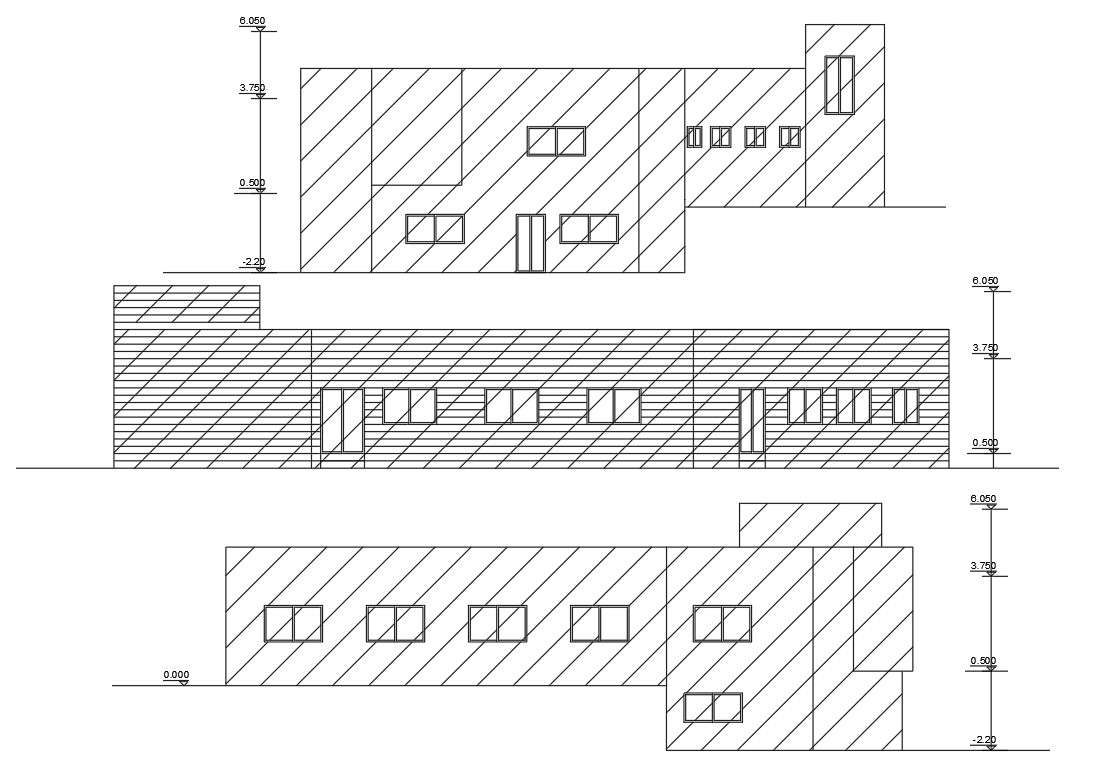 Party Hall Building Free Elevation Design DWG
