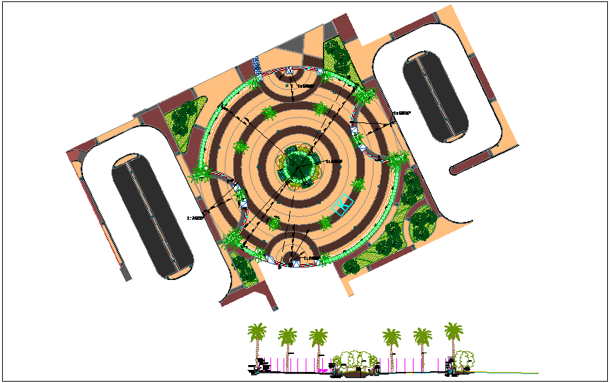 Paving design of typical plaza dwg file