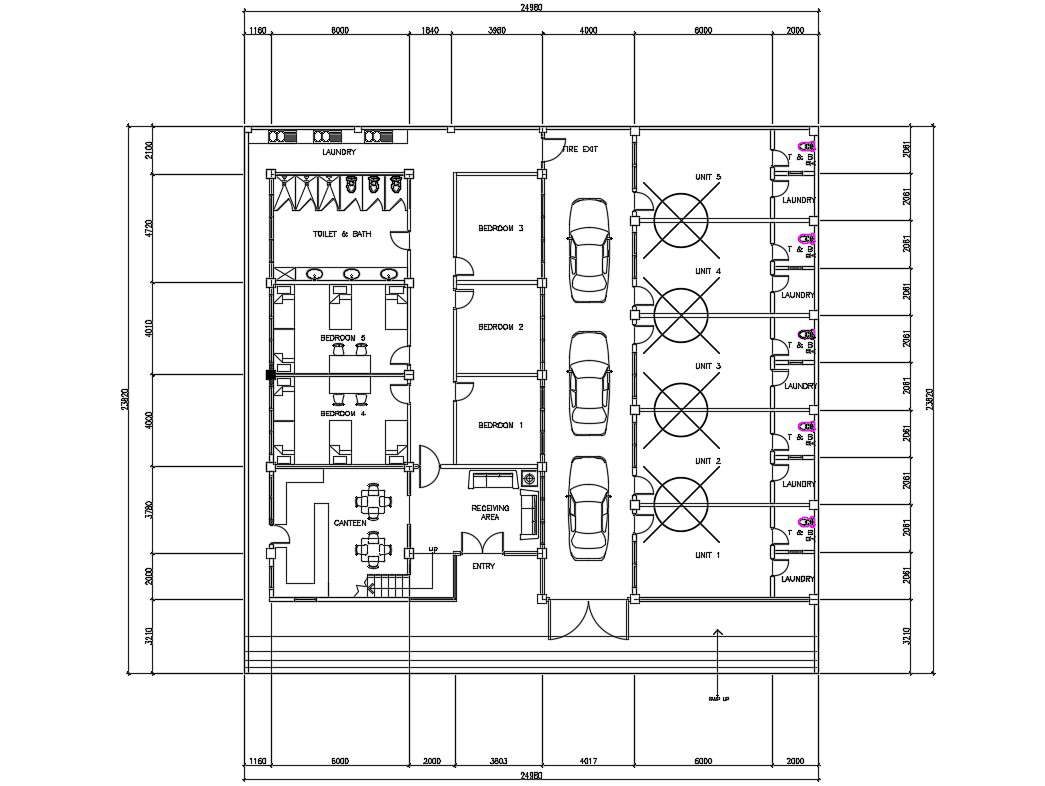 Paying Guest House Plan DWG File
