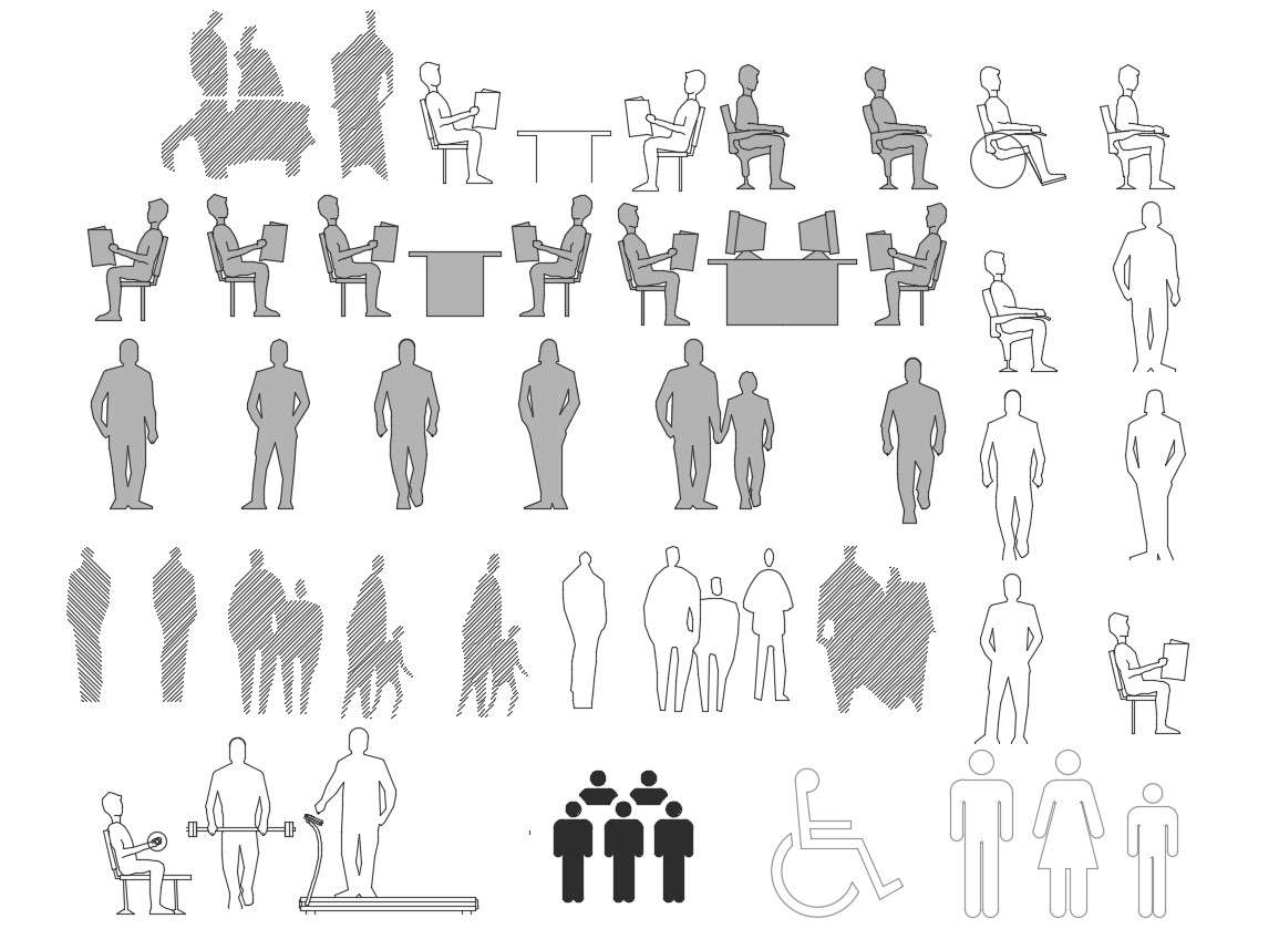 People Symbol Black And White DWG File