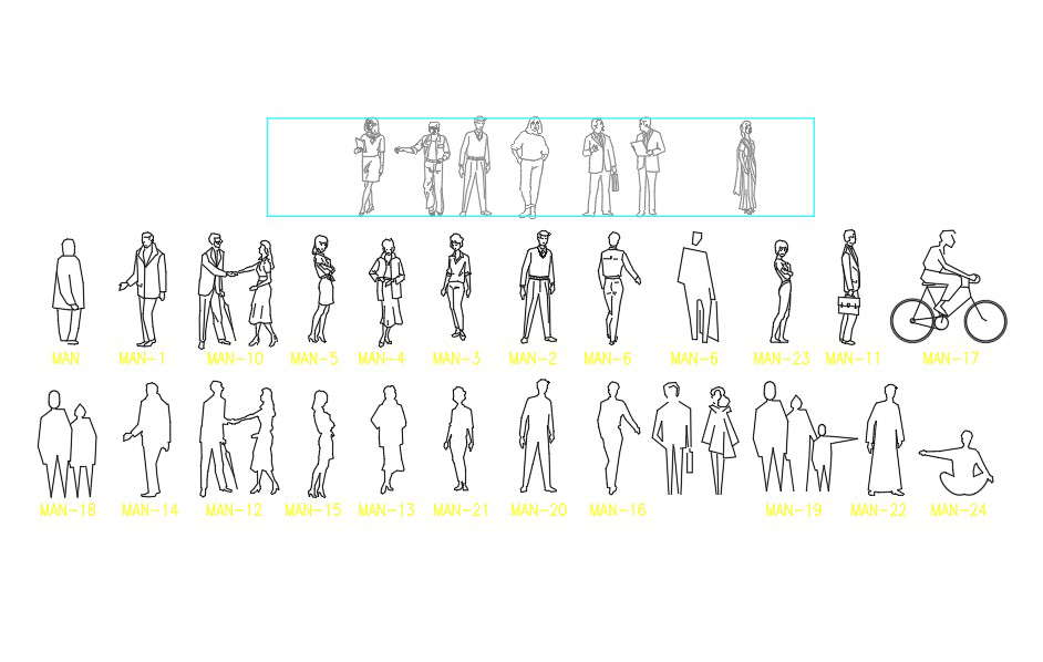People Shadow CAD Blocks Drawing 