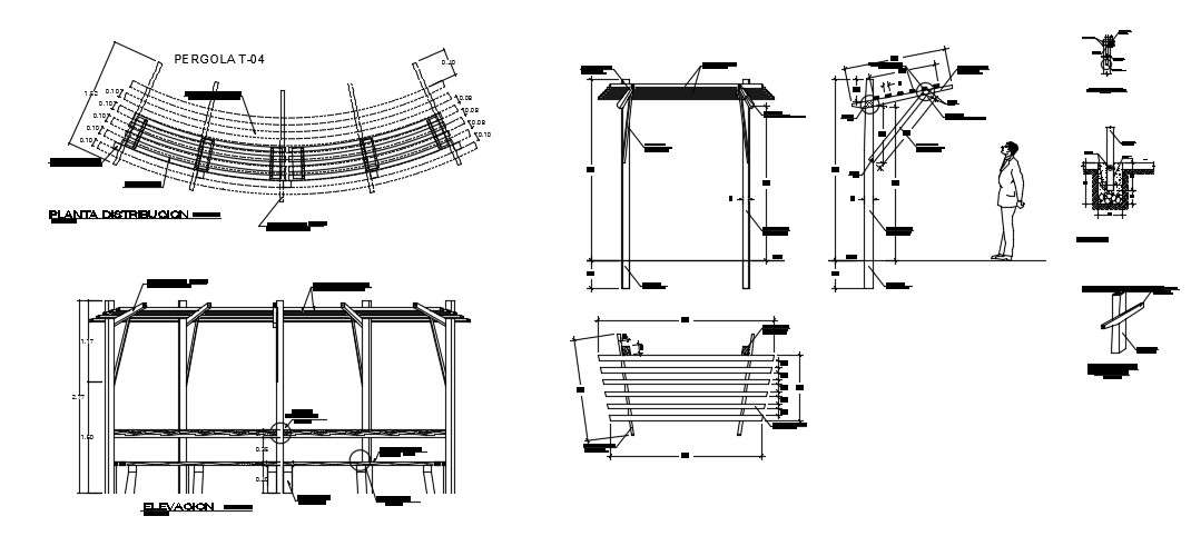 Pergola Detail In DWG File