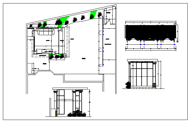 Pergola of private house garden details dwg file