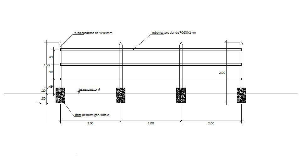 Perimeter fence section cad drawing details dwg file