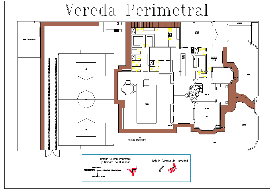 Perimeter path plan detail dwg file