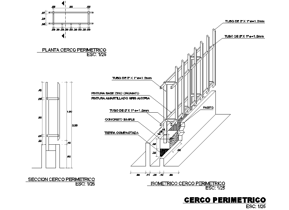 Perimeter plan and section detail dwg file