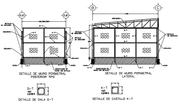 Perimeter wall detail type poster dwg file