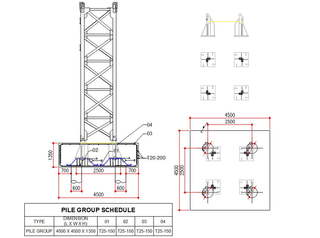 Pile Structure Plan DWG File