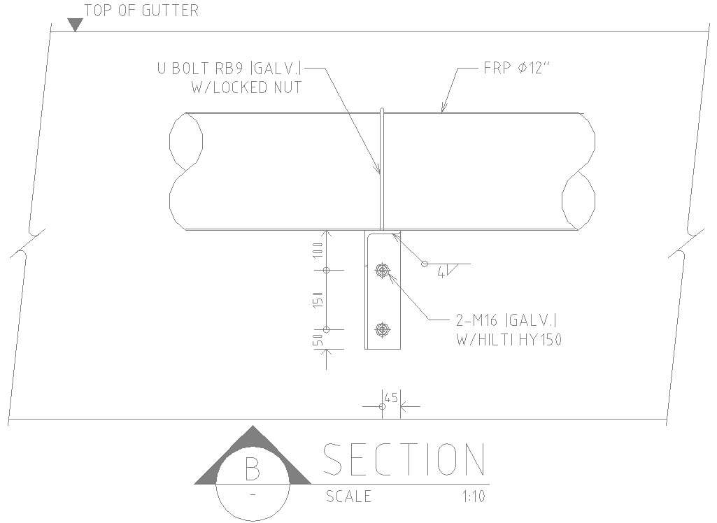 Pipe With Locked Nut Section Drawing Free DWG File