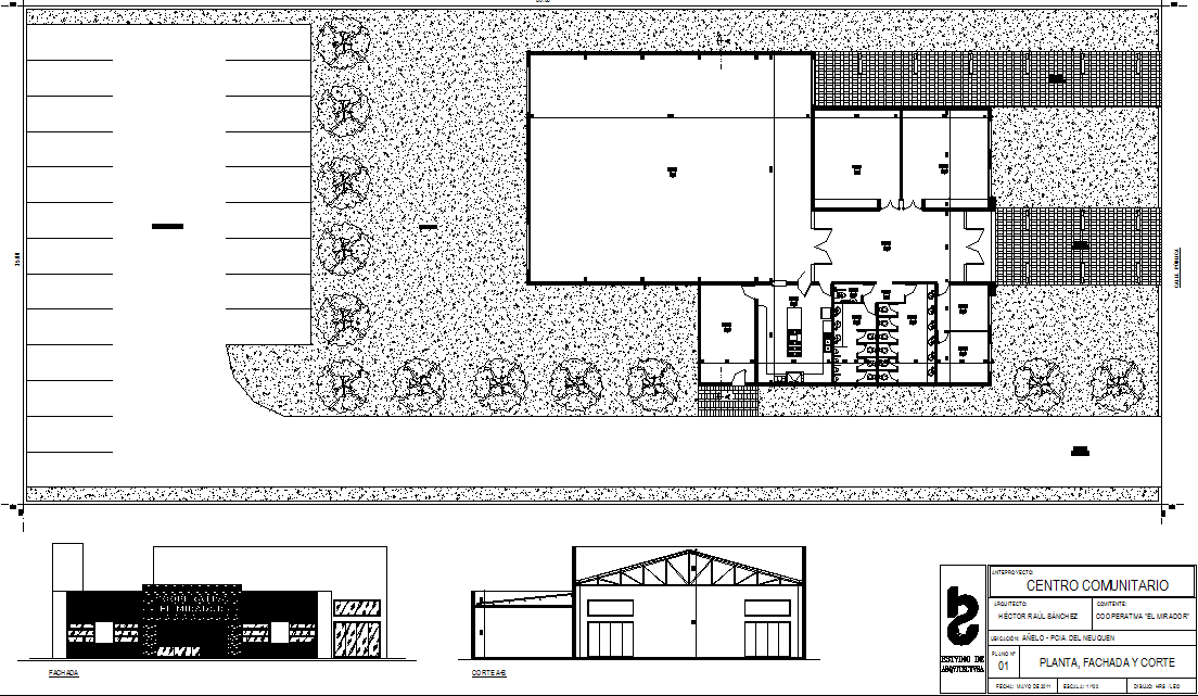 Plan, elevation and section detail dwg file