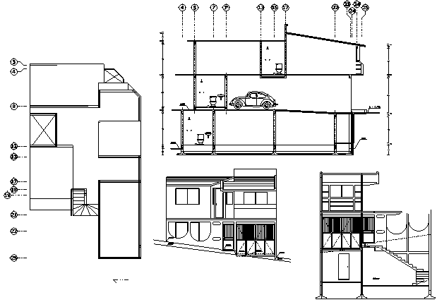 Plan, elevation and section detail dwg file