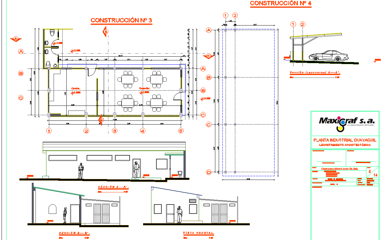 Plan, elevation and section detail dwg file