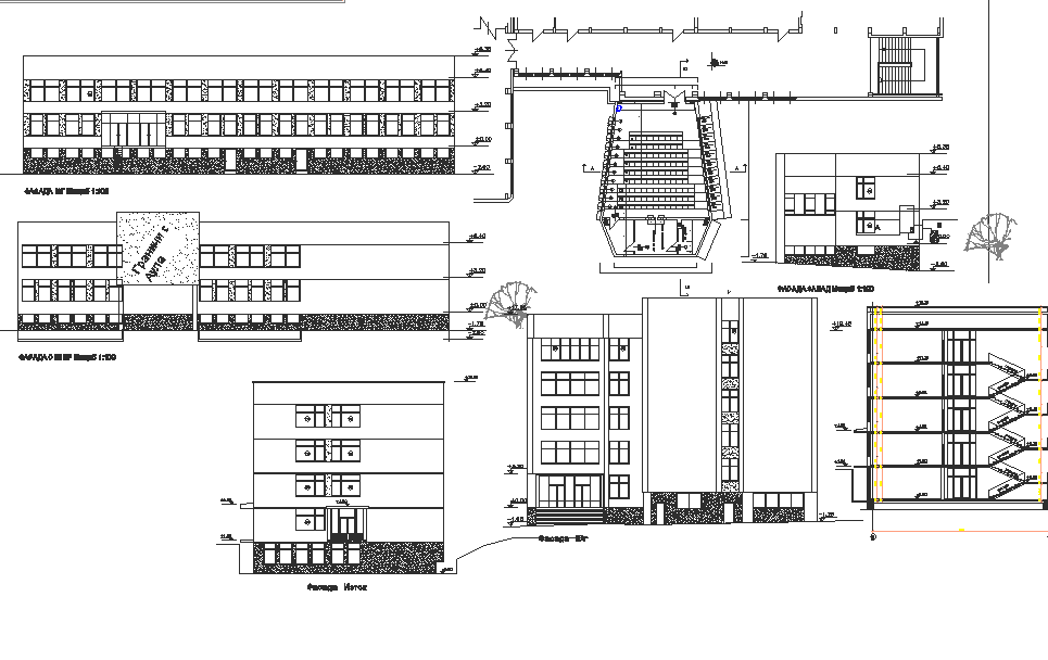 Plan, elevation and section detail dwg file