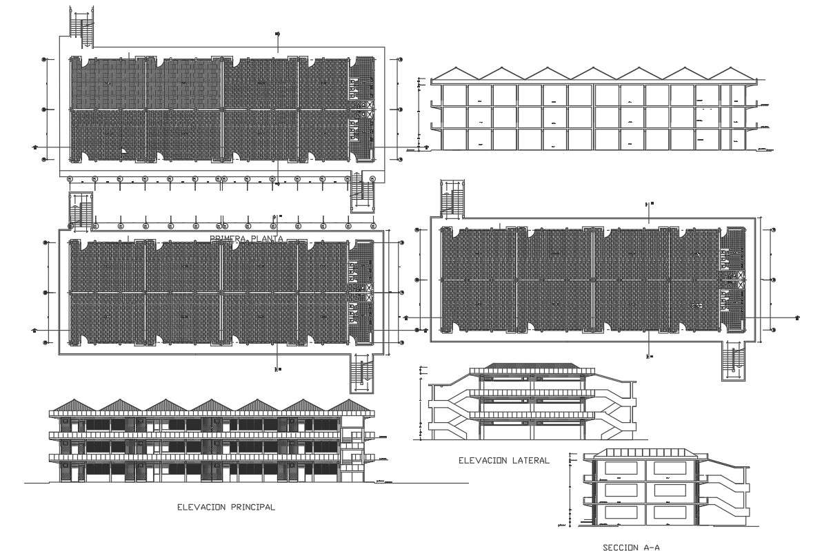 Plan, elevation and section detail dwg file